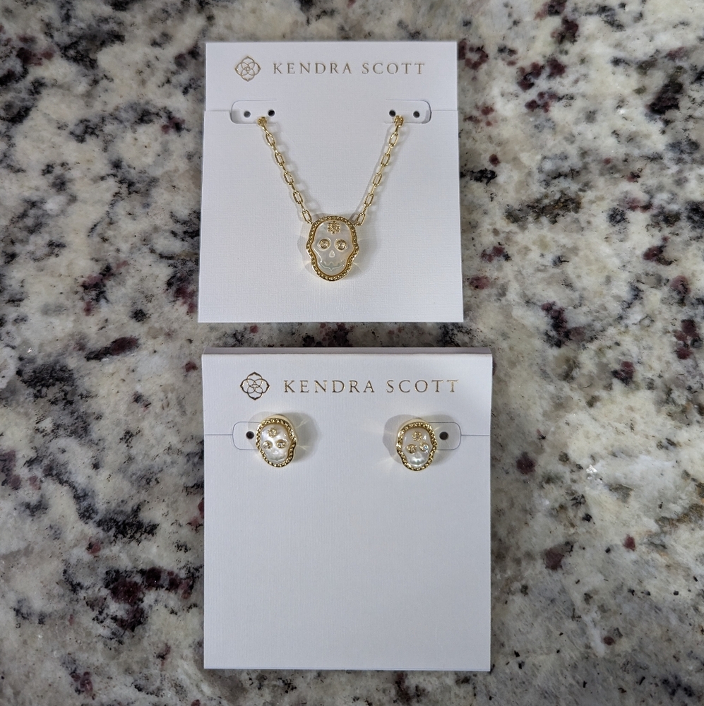 Kendra Scott skeleton earrings and necklace